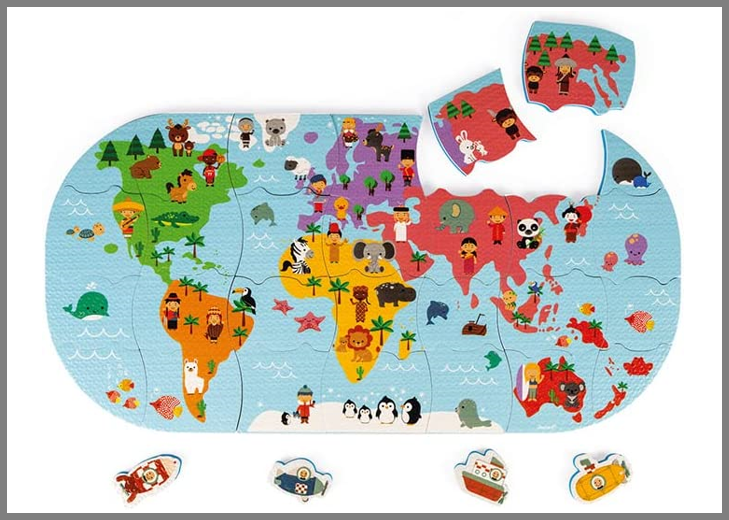 Janod - Giant world map puzzle 300 pieces - My Bulle Toys